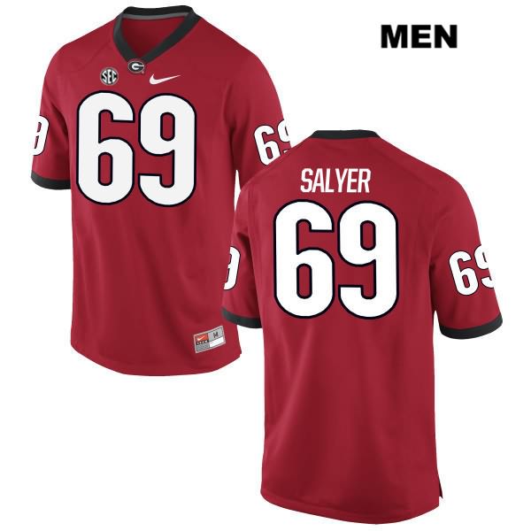 Georgia Bulldogs Men's Jamaree Salyer #69 NCAA Authentic Red Nike Stitched College Football Jersey MZD2356DD